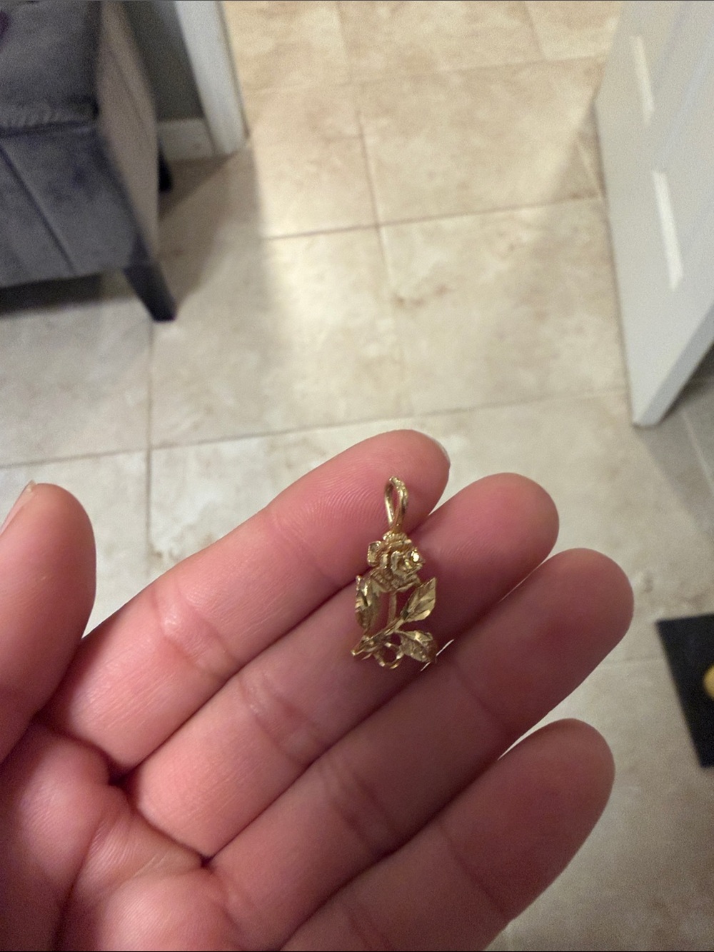 Gold Rose Leaf Pendant Necklace Charm - Elegant Floral Jewelry